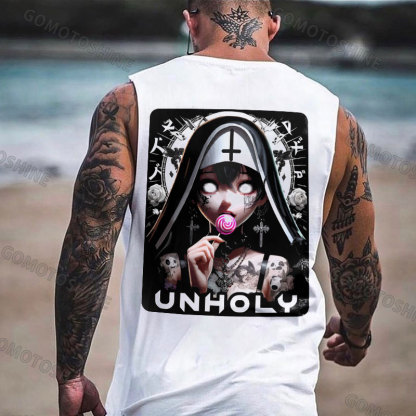 UNHOLY Tattooed Girl Nun Print Men's Vest