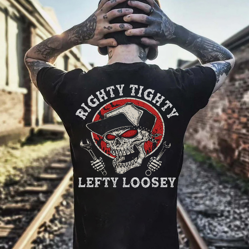RIGHTY TIGHTY LEFTY LOOSEY Skeleton With Wrench Print Men's T-shirt