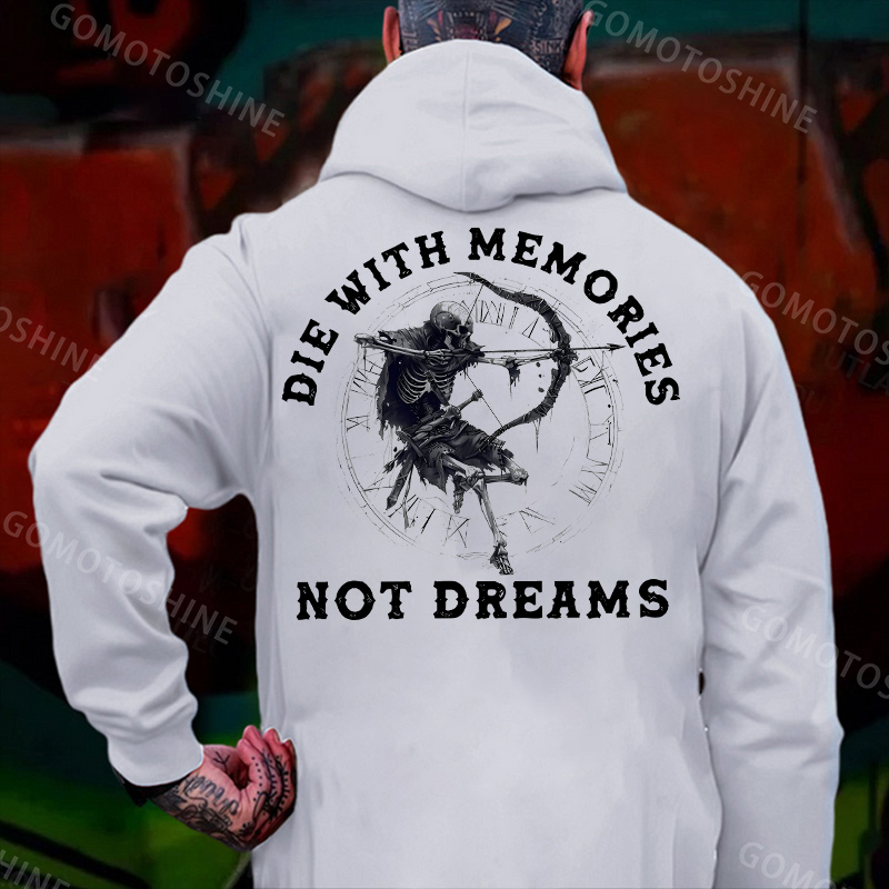 DIE WITH MEMORIES NOT DREAMS Skeleton Archer Print Men's Hoodie