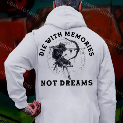 DIE WITH MEMORIES NOT DREAMS Skeleton Archer Print Men's Hoodie