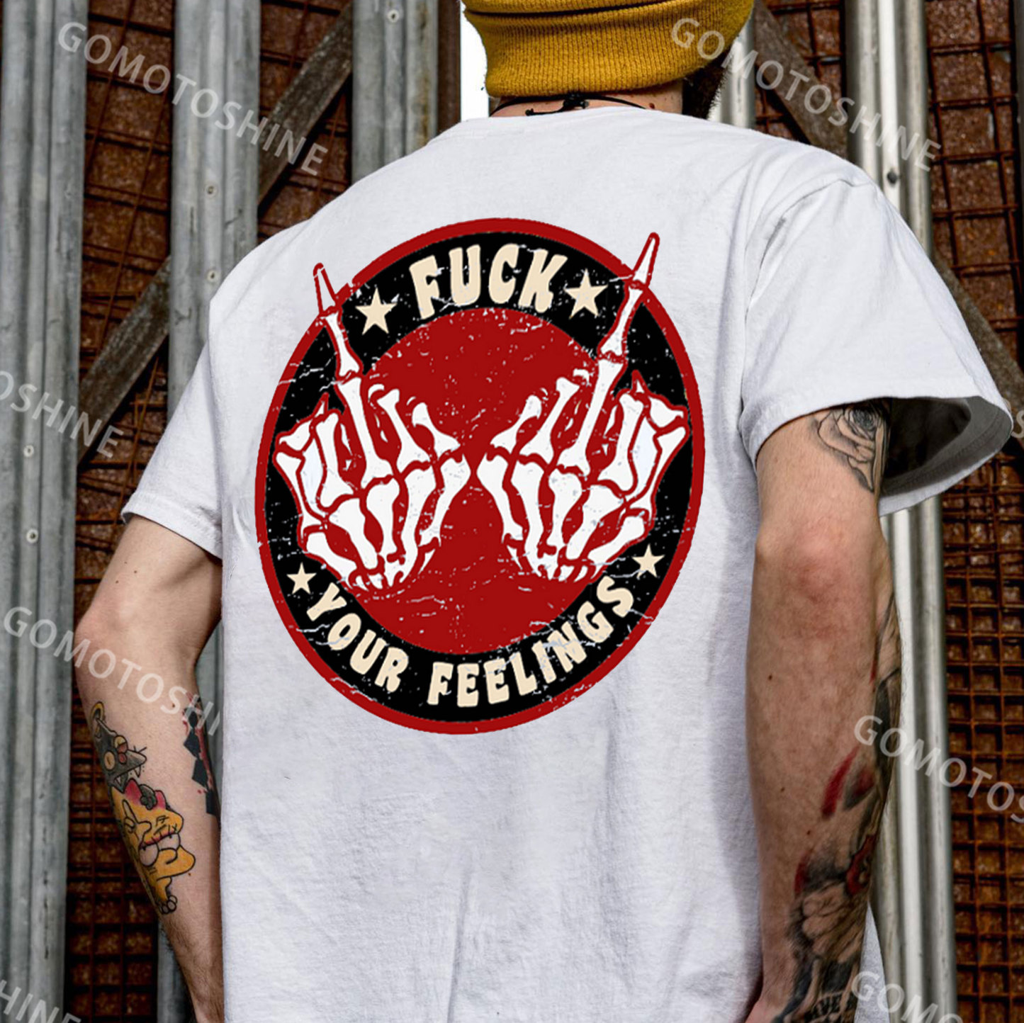 FUCK YOUR FEELINGS Bone Hand Print Men's T-Shirt