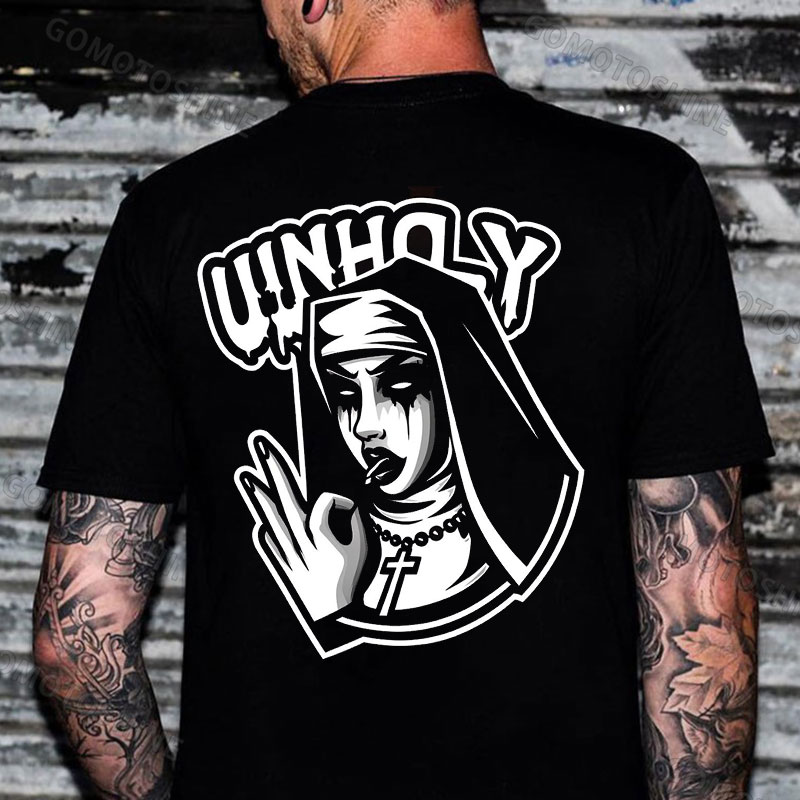 UNHOLY Bleeding Nun Print Men's T-Shirt