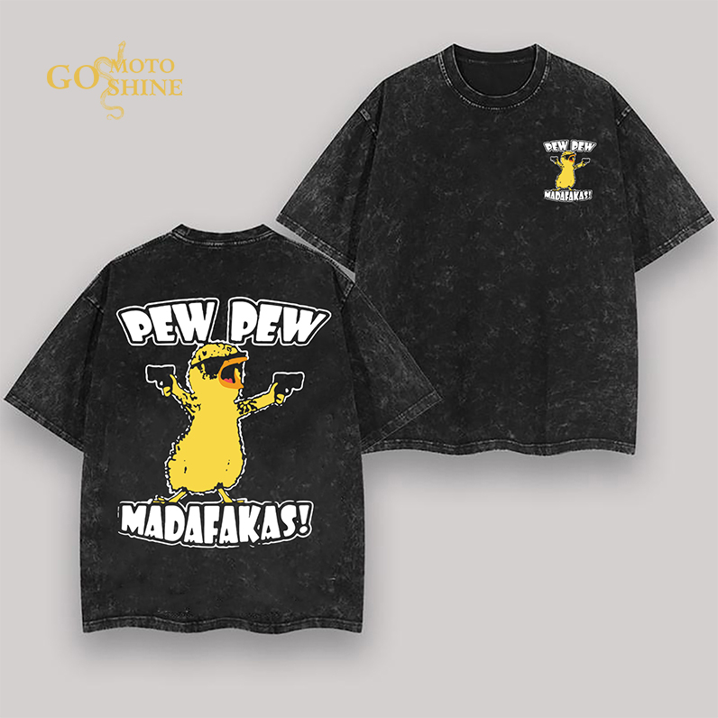 PEW PEW MADAFAKAS Yellow Duck Men's Washed T-shirt