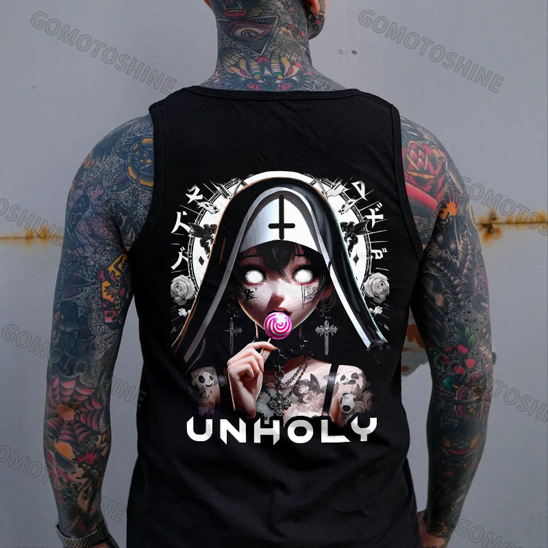 UNHOLY Tattooed Girl Nun Print Men's Vest