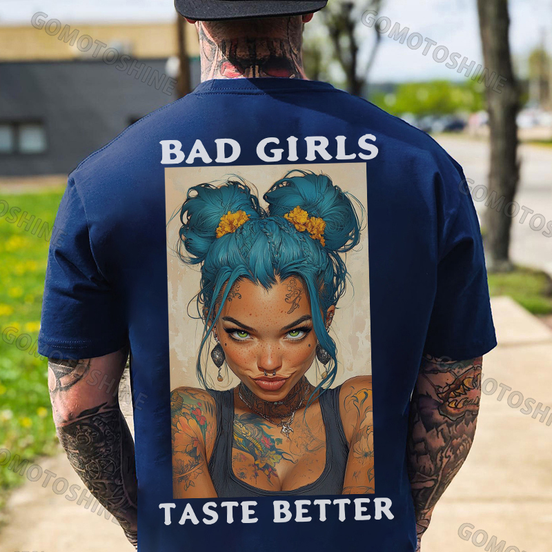 BAD GIRLS TASTE BETTER Sexy Blue Hair Girl Print Men's T-Shirt