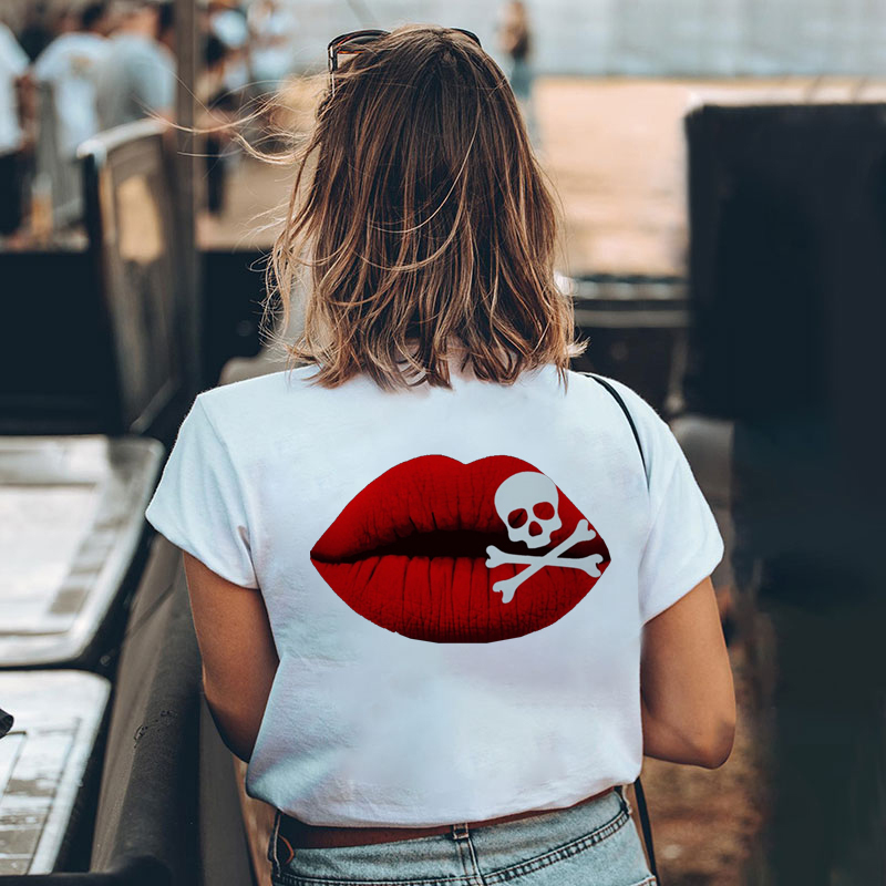 Poisonous Red Lips Print Women's T-shirt