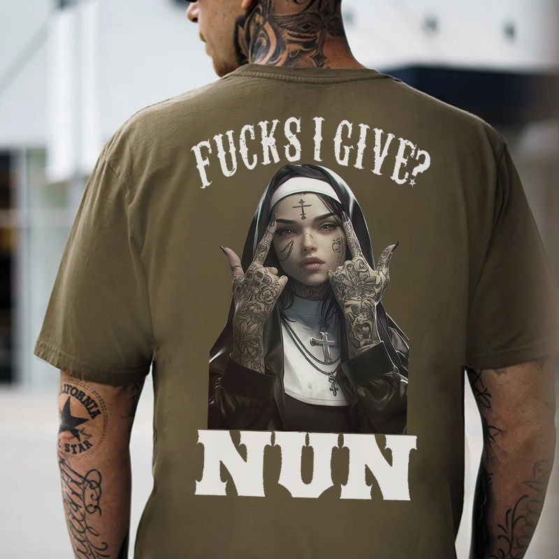 F*CKS I GIVE NUN Defiant Nun Print Men's T-Shirt Image - 5