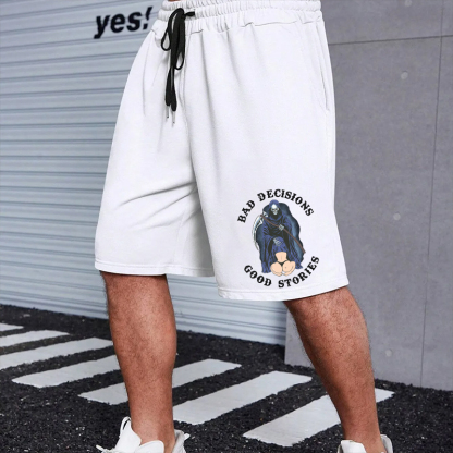 BAD DECISIONS GOOD STORIES Oral Sex With Skeleton Print Men's Shorts