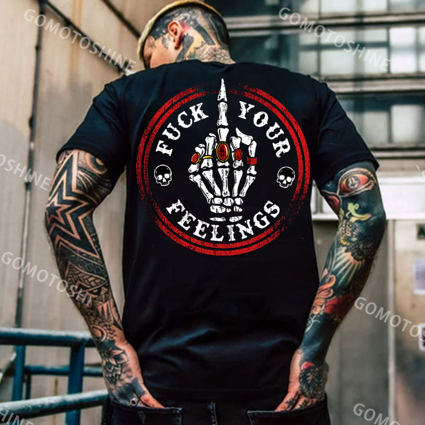 FUCK YOUR FEELINGS Bone Hand Print Men's T-Shirt