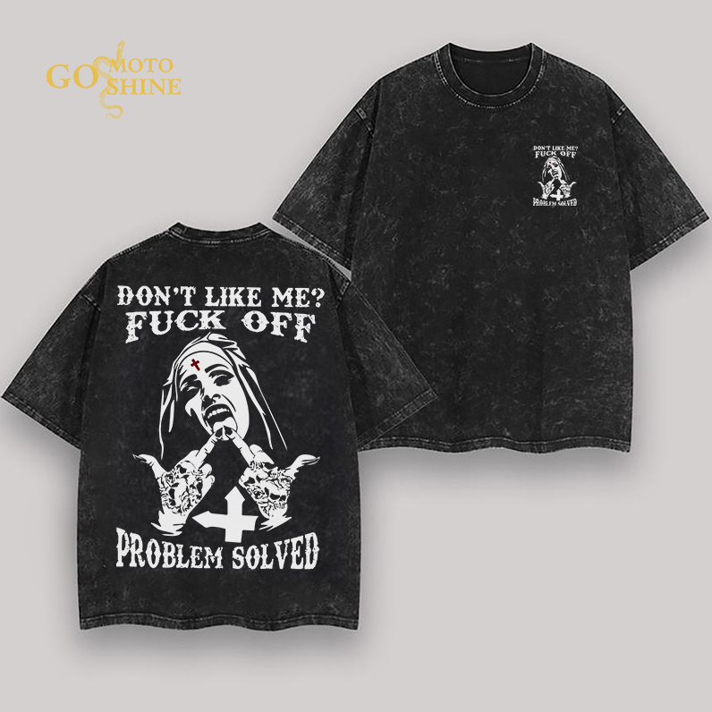 DON'T LIKE ME FUCK OFF Defiant Nun Men's Washed T-shirt