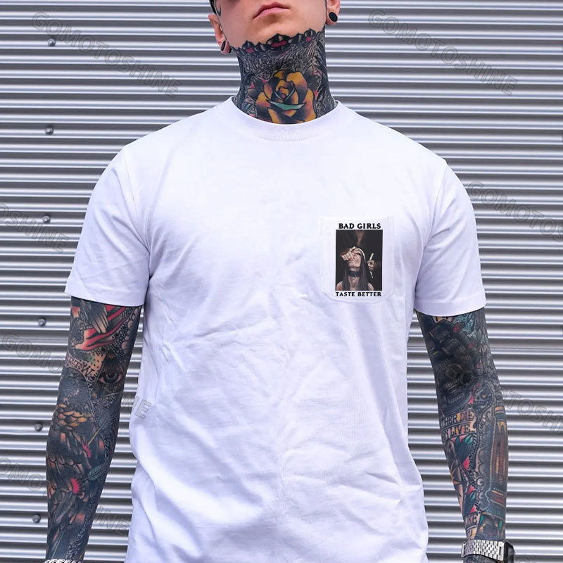 BAD GIRLS TASTE BETTER Sucking Finger Nun Men's Pocket T-Shirt