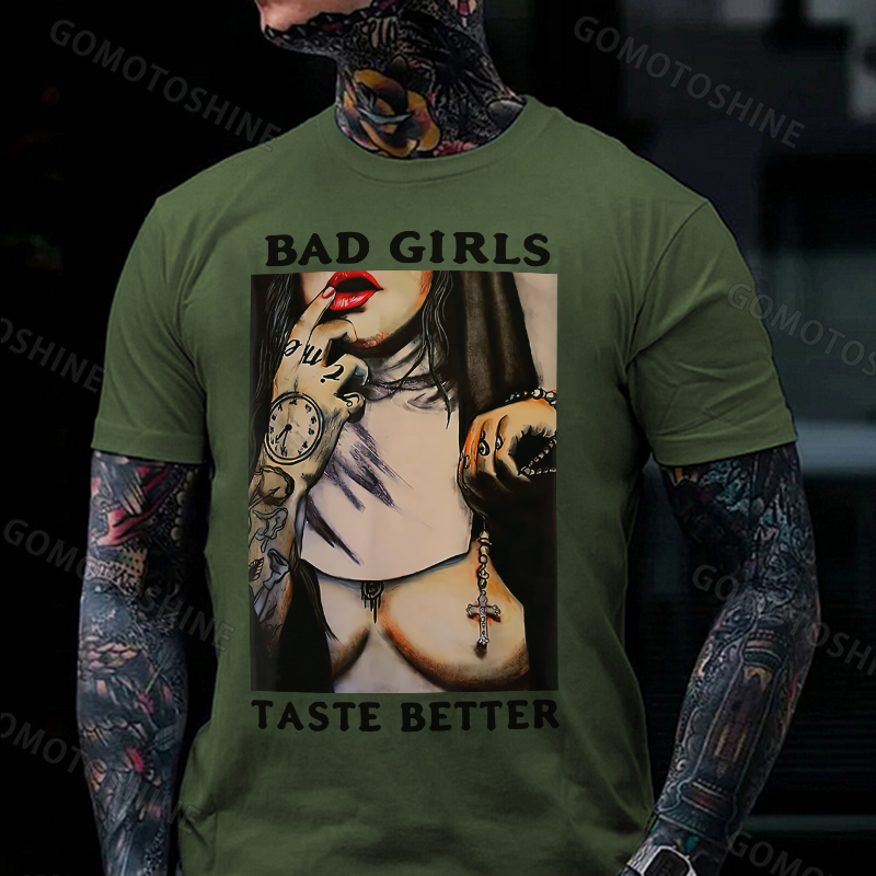 BAD GIRLS TASTE BETTER Sexy Naked Nun Print Men's T-Shirt