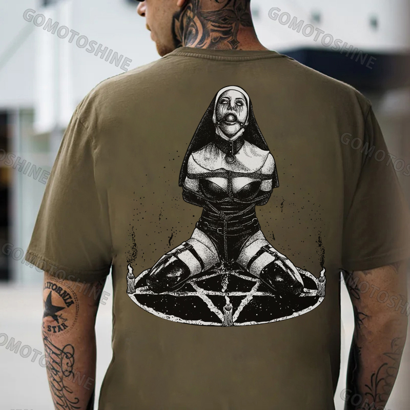 Nun with Sex Item Bad Religion Dark Style Black Print T-shirt
