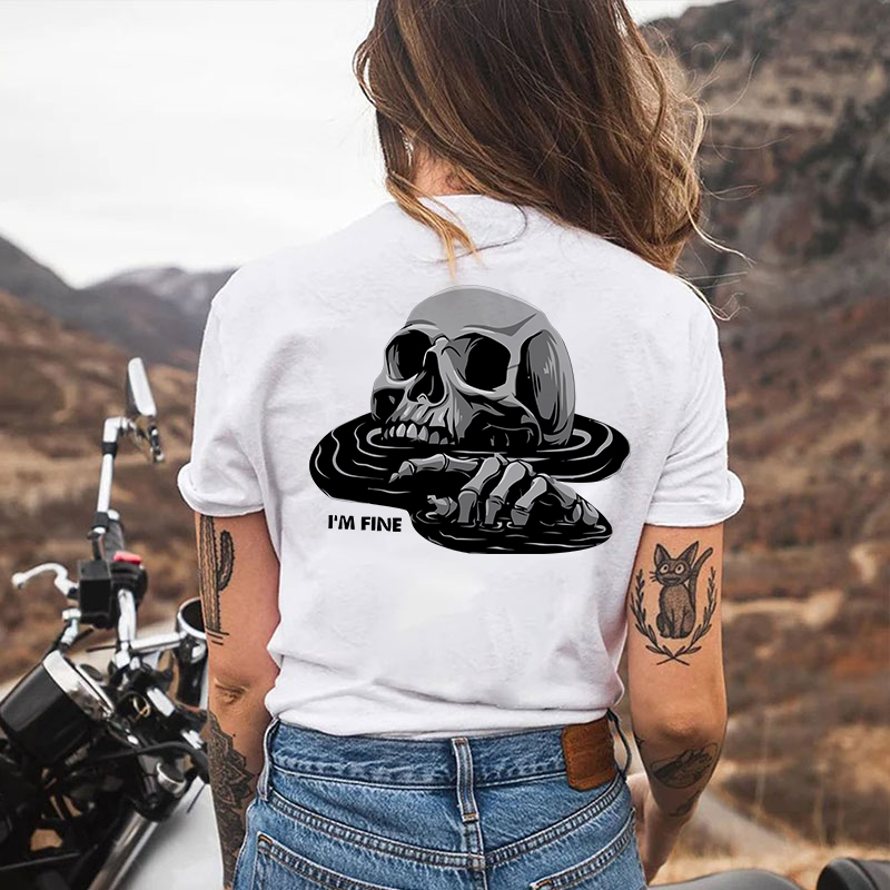 I'M FINE Drowning Skull Print Women's T-shirt