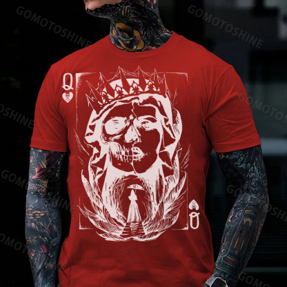 POKER Q Gloomy Queen Print Men's T-Shirt