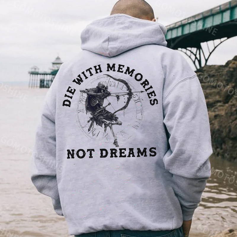 DIE WITH MEMORIES NOT DREAMS Skeleton Archer Print Men's Hoodie