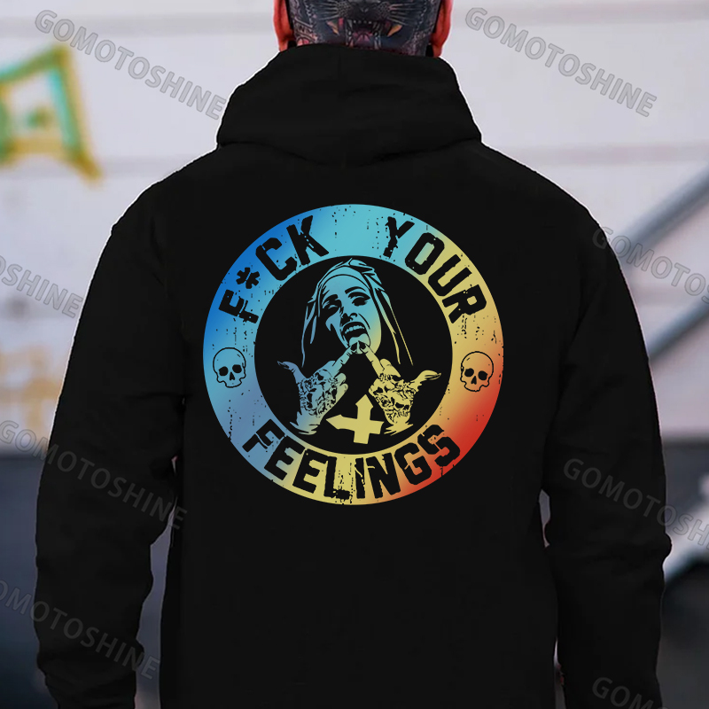FUCK YOUR FEELINGS Defiant Nun Print Men's Hoodie