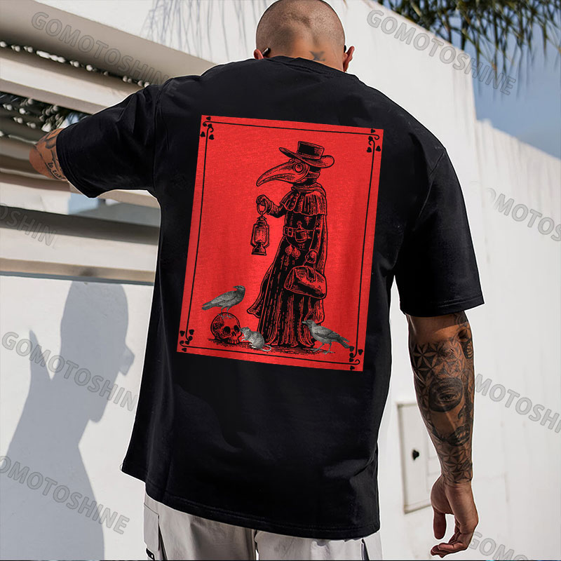 Plague Doctor & Crow Print Men's T-Shirt
