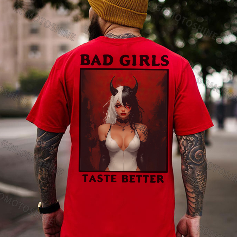 BAD GIRLS TASTE BETTER Black&White Devil Girl Print Men's T-Shirt
