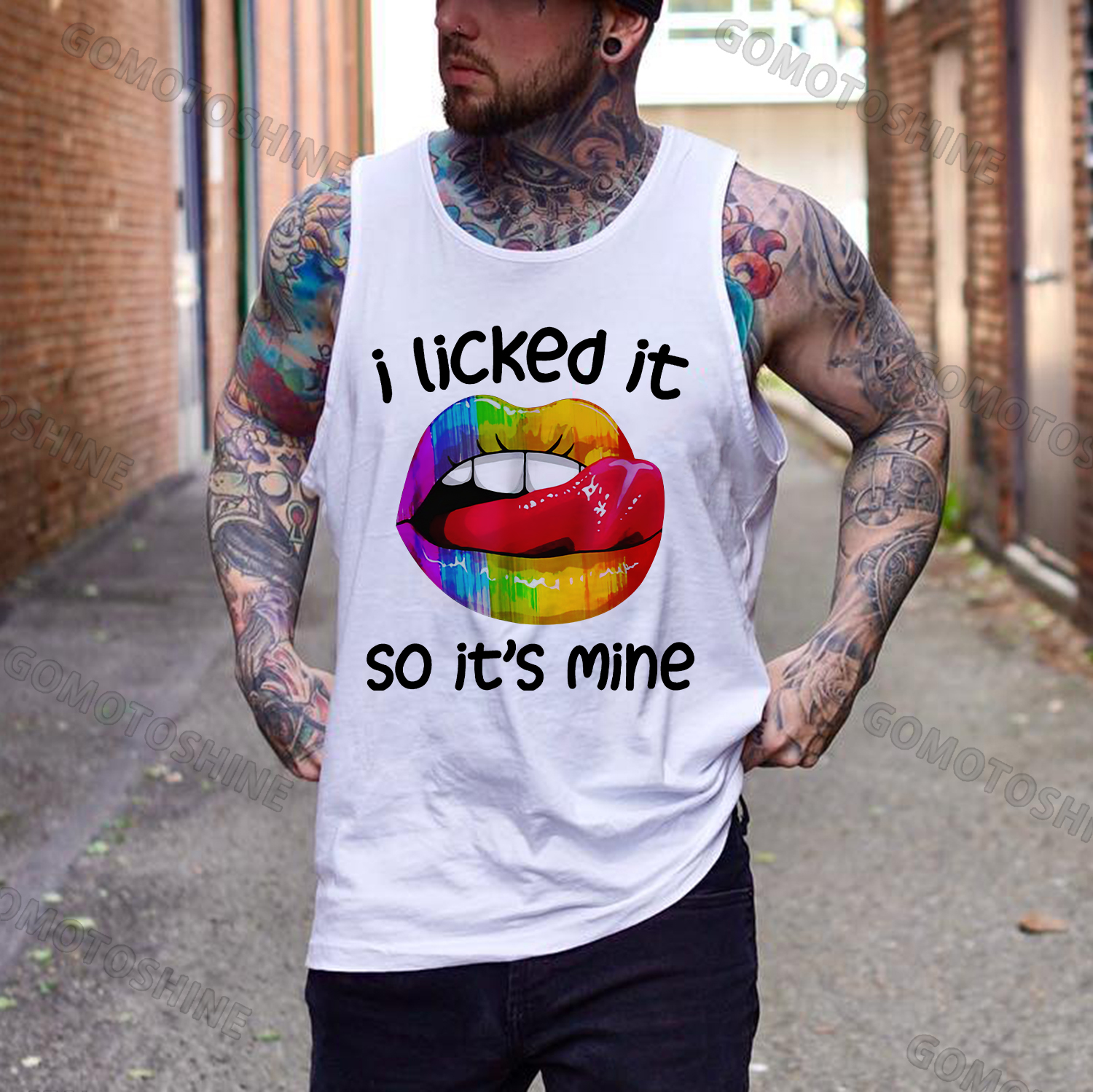 I LICKED IT SO IT'S MINE Iridescent Lips Print Men's Vest