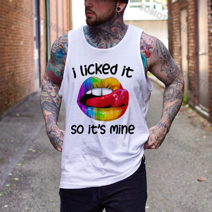 I LICKED IT SO IT'S MINE Iridescent Lips Print Men's Vest