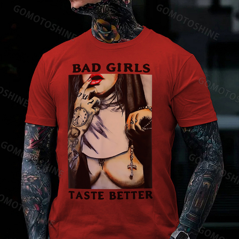 BAD GIRLS TASTE BETTER Sexy Naked Nun Print Men's T-Shirt