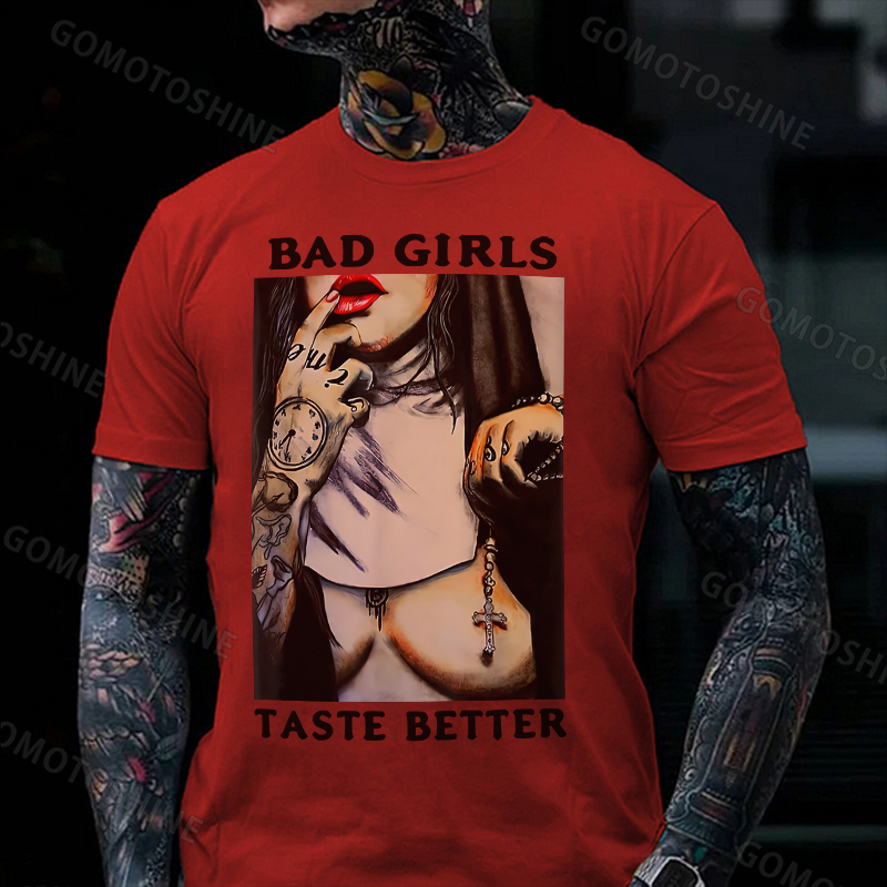 BAD GIRLS TASTE BETTER Sexy Naked Nun Print Men's T-Shirt