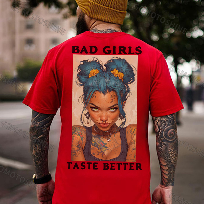 BAD GIRLS TASTE BETTER Sexy Blue Hair Girl Print Men's T-Shirt