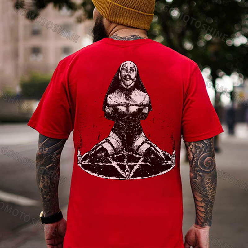 Nun with Sex Item Bad Religion Dark Style Black Print T-shirt