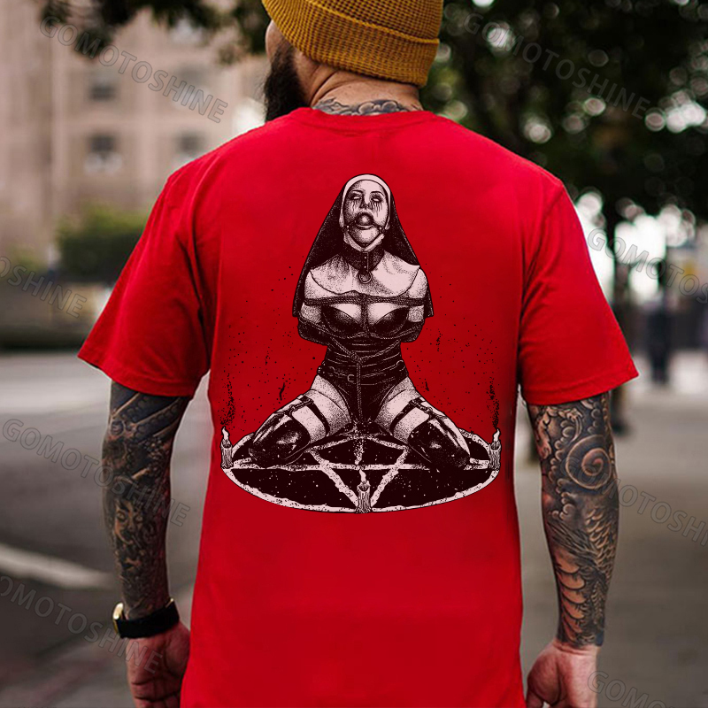 Nun with Sex Item Bad Religion Dark Style Black Print T-shirt