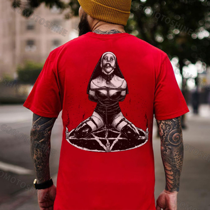 Nun with Sex Item Bad Religion Dark Style Black Print T-shirt