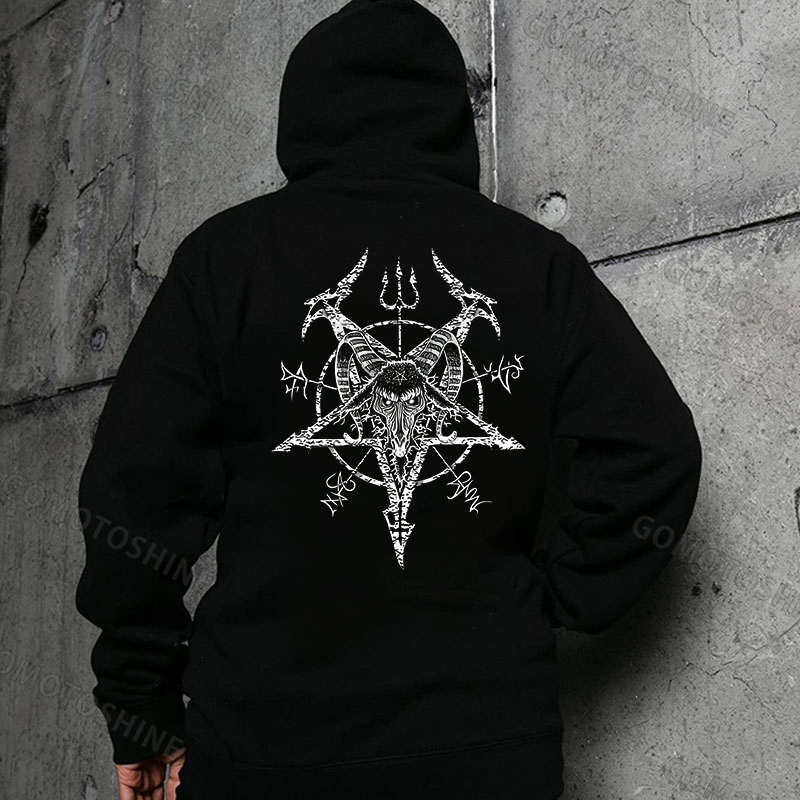 Beast Head and Spear Ancient Black Print Hoodie