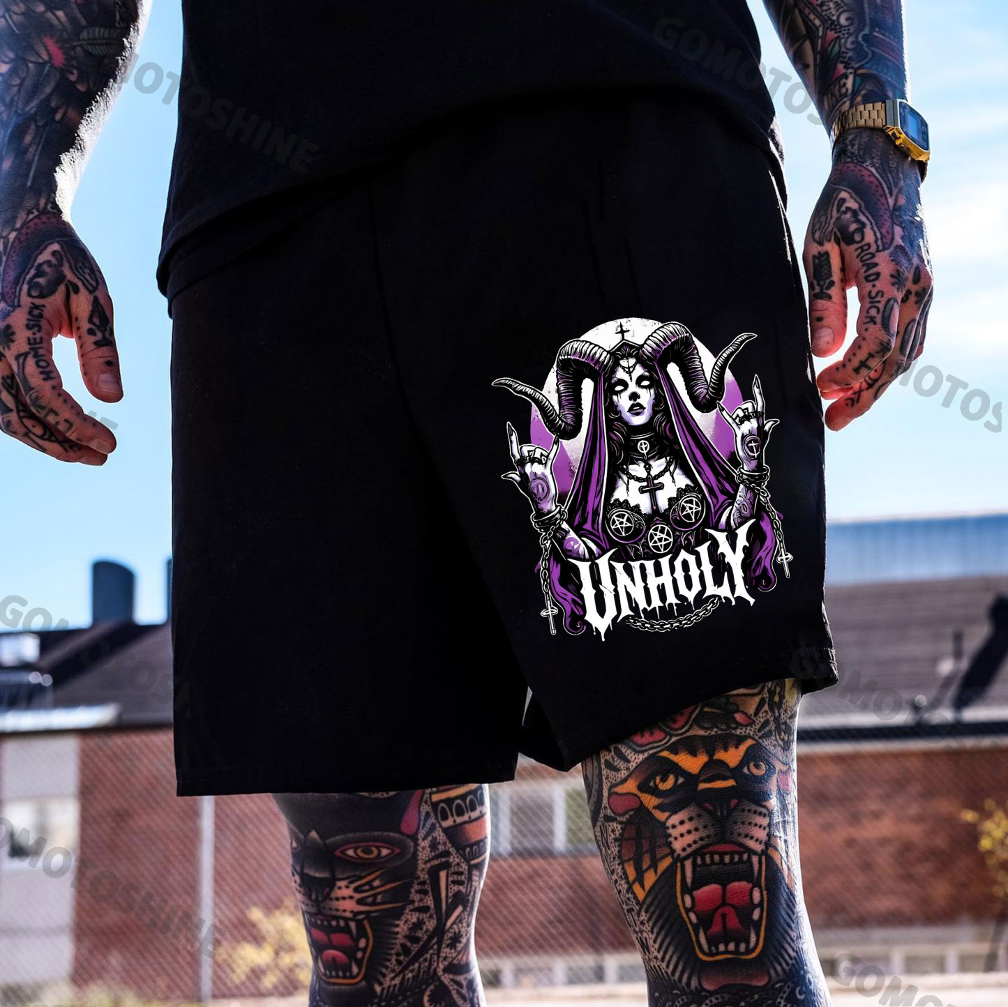 UNHOLY Devil Nun Print Men's Shorts