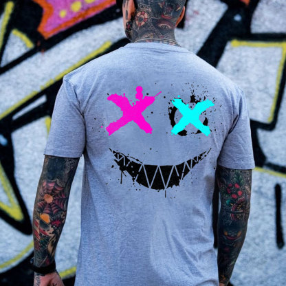 Evil Emoji Graphic Black Print T-Shirt Image - 3