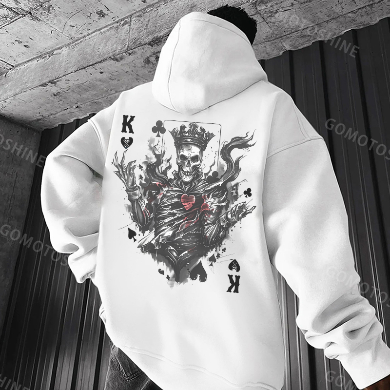 Poker K Skeleton King Print Men's Hoodie