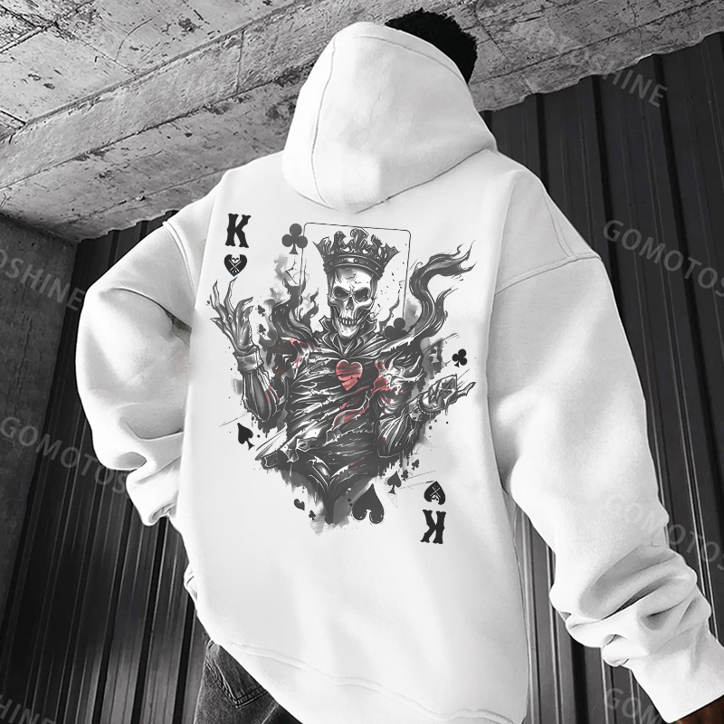 Poker K Skeleton King Print Men's Hoodie