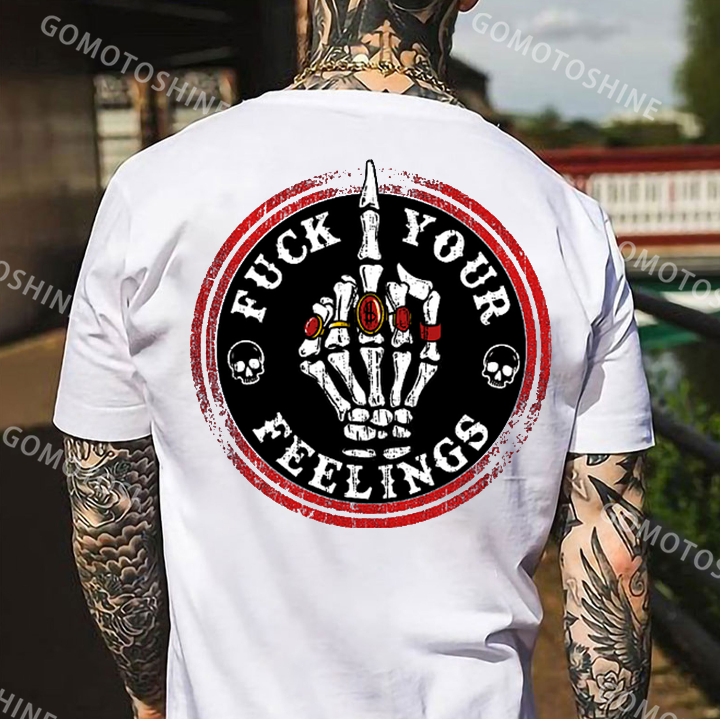 FUCK YOUR FEELINGS Bone Hand Print Men's T-Shirt
