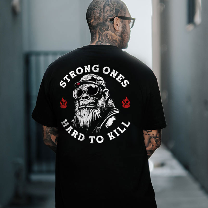 STRONG ONES HARD TO KILL Chimpanzee Print Men's T-shirt