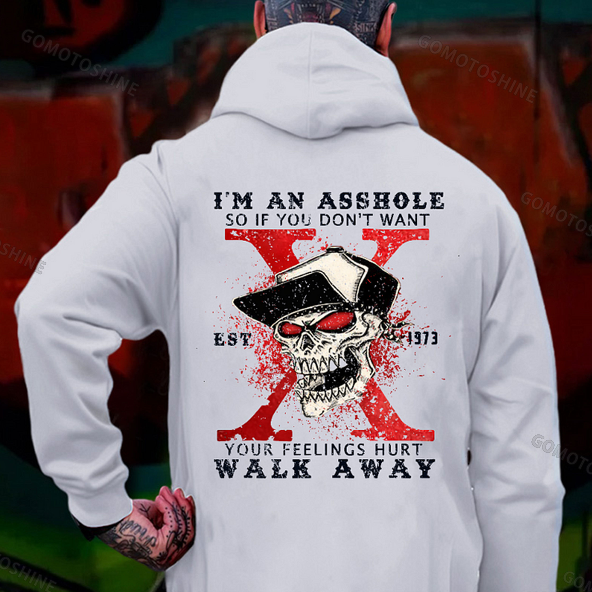 I'M AN ASSHOLE WALK AWAY Skull Print Men's Hoodie