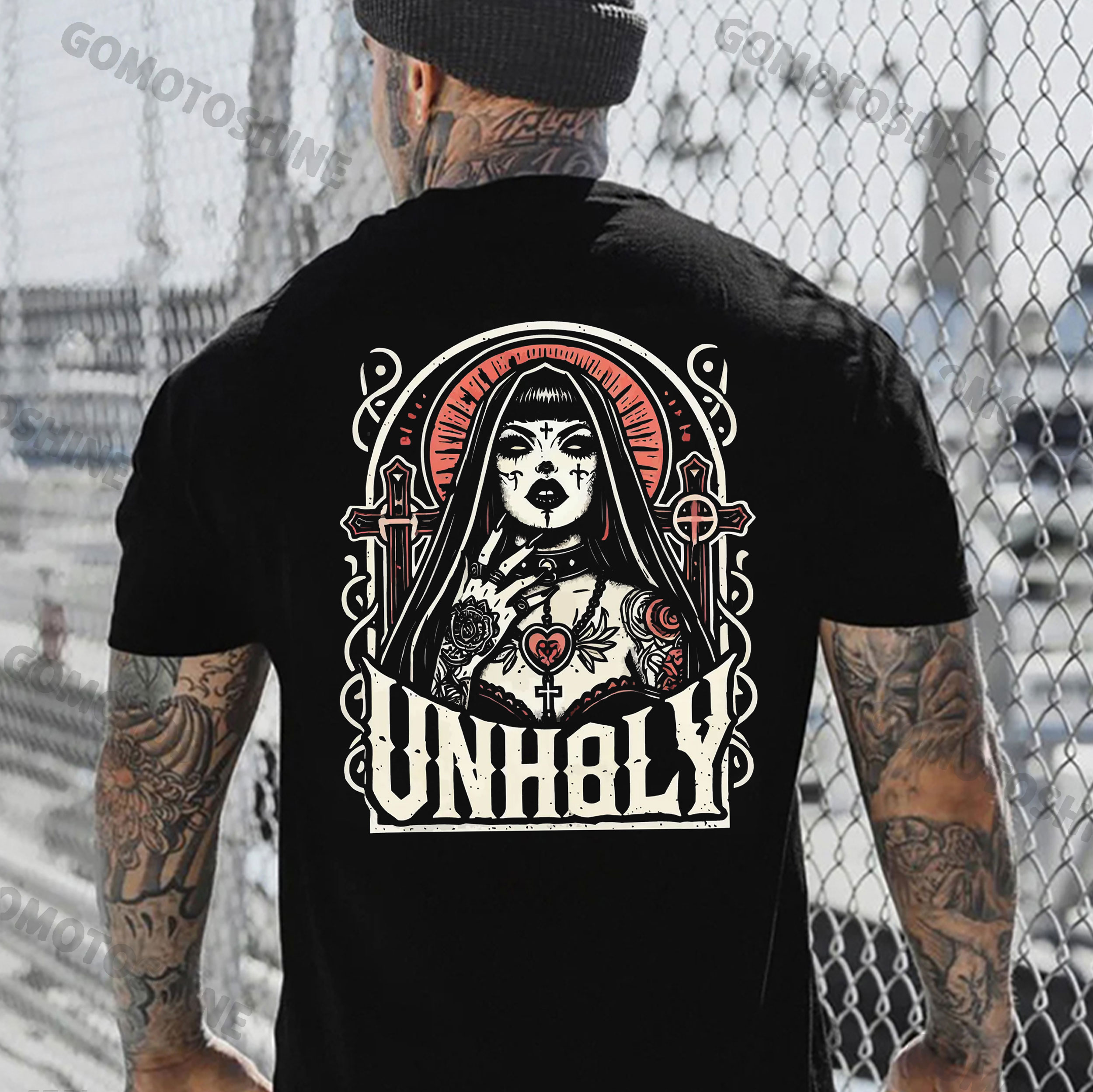 UNHOLY Tattooed Nun Print Men's T-Shirt