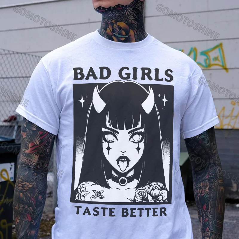 BAD GIRLS TASTE BETTER Devil Girl Print Men's T-Shirt