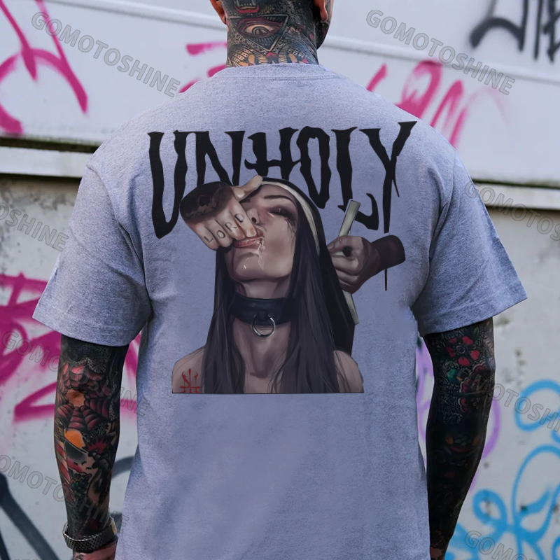 UNHOLY Sucking Finger Nun Print Men's T-Shirt