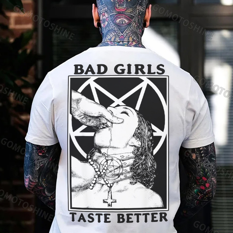 BAD GIRLS TASTE BETTER Suck Finger Woman Print Men's T-Shirt