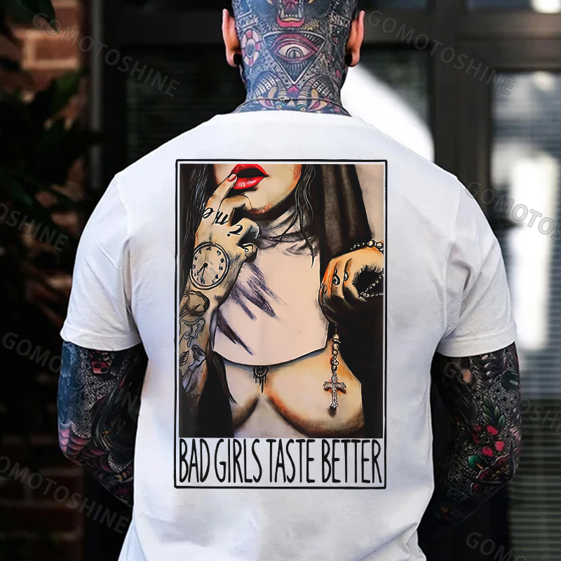 BAD GIRLS TASTE BETTER Sexy Naked Nun Print Men's T-Shirt Image - 5