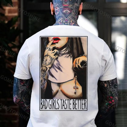 BAD GIRLS TASTE BETTER Sexy Naked Nun Print Men's T-Shirt Image - 5