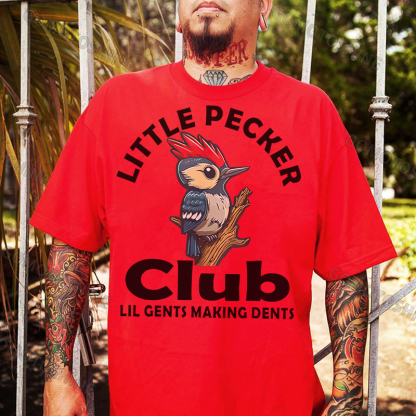 LITTLE PECKER CLUB Woodpecker Print Men's T-Shirt