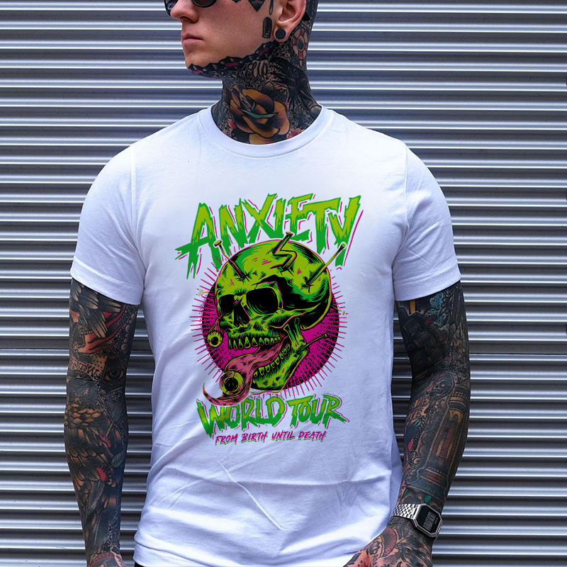 ANXIETY WORLD TOUR Skull Print Men's T-shirt