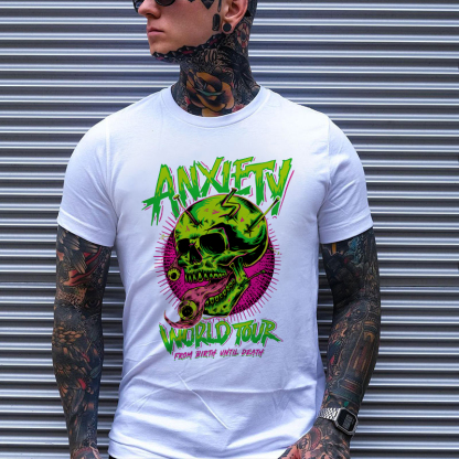 ANXIETY WORLD TOUR Skull Print Men's T-shirt