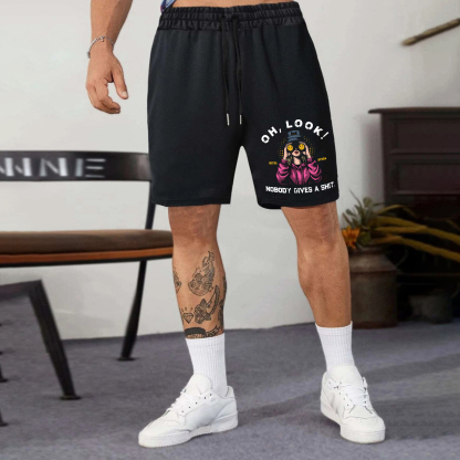 OH LOOK NOBODY GIVES A SHIT Blonde With Telescope Print Men's Shorts
