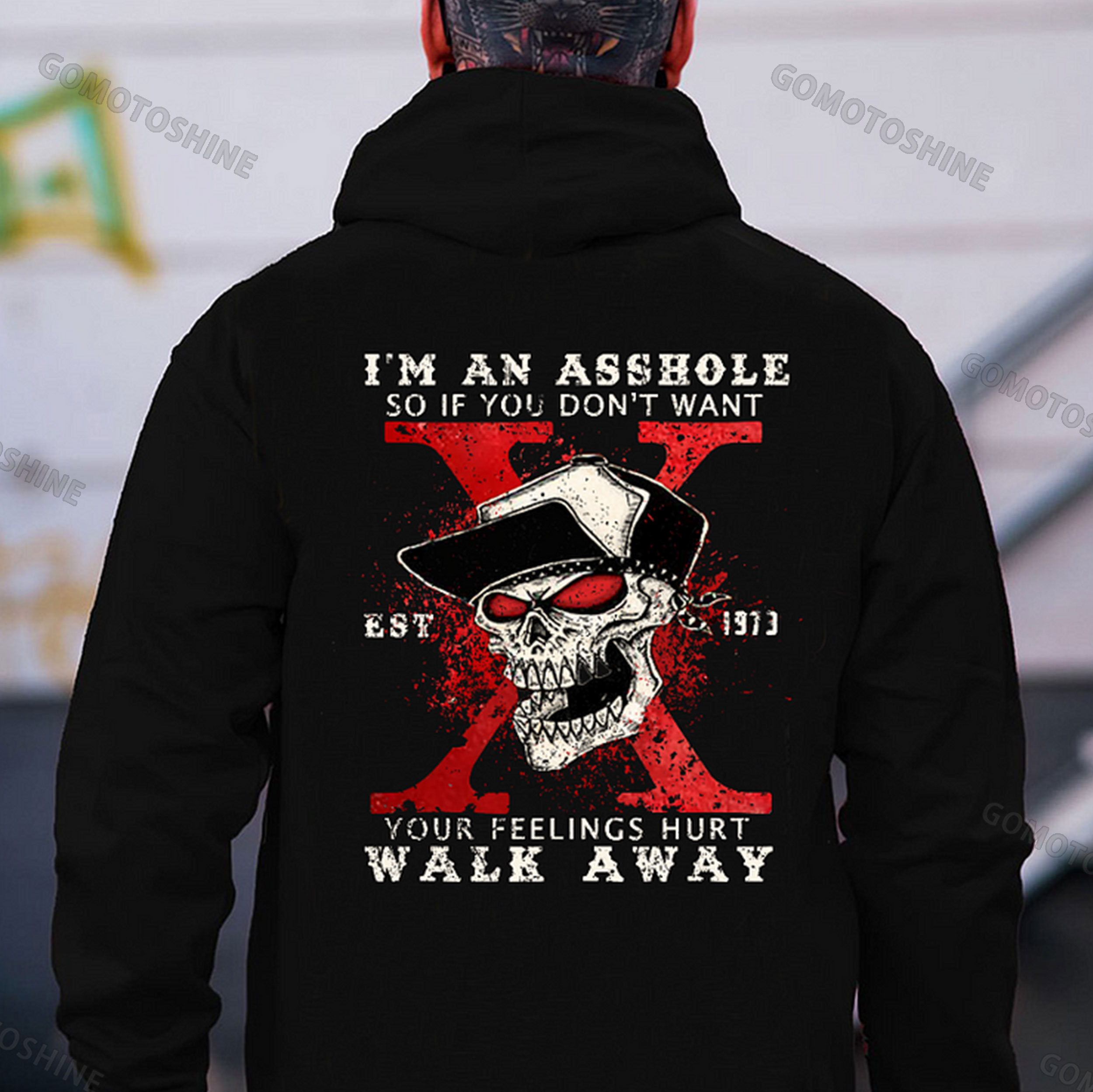 I'M AN ASSHOLE WALK AWAY Skull Print Men's Hoodie